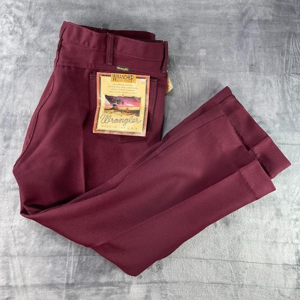 VTG Wrangler Wrancher Boot Jeans Mens 40x30 USA Made Red Regular Fit Pants NWT